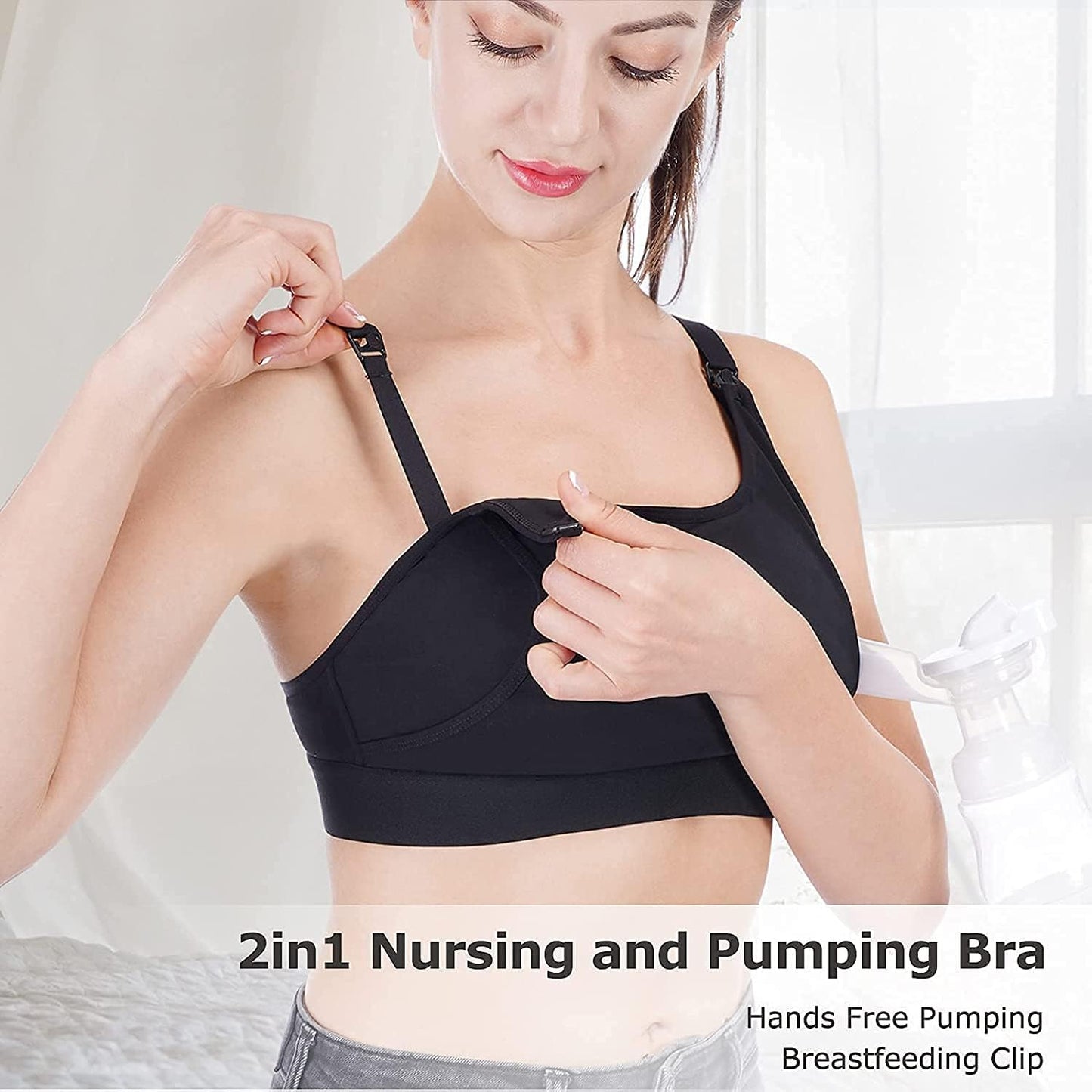 Momcozy Hands Free Nursing Bra Pump Bra for Breastfeeding Adjustable Breast Pumps and Nursing Bra Soft and Elastic Fabric Suitable for Lansinoh Philips Avent Breast Pumps - Baby Bliss