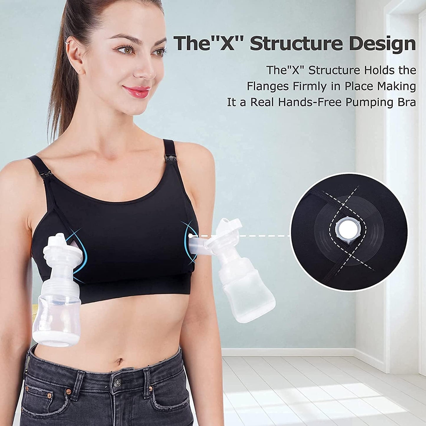 Momcozy Hands Free Nursing Bra Pump Bra for Breastfeeding Adjustable Breast Pumps and Nursing Bra Soft and Elastic Fabric Suitable for Lansinoh Philips Avent Breast Pumps - Baby Bliss